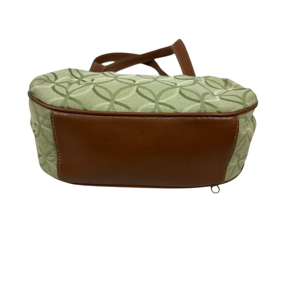 Rosetti Vintage Style Green Brown Shoulder Bag Geometric Pattern & Metal Accent - Picture 3 of 14